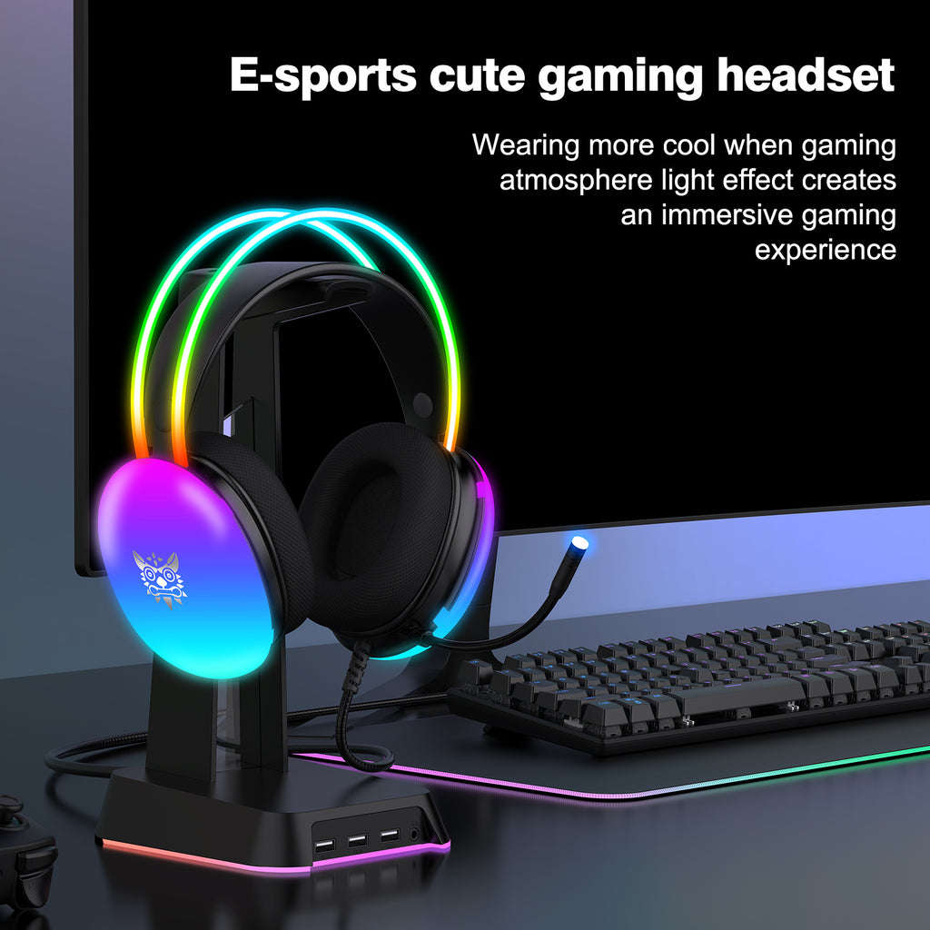 Onikuma-x25 Pro Rgb Head Beam With Mic 3.5mm Durable Stereo Surround Gaming Headset Black (1)